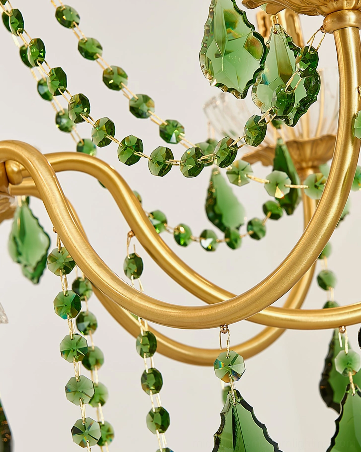Magdalena mid-century modern brass chandelier multi-head configuration overhead view