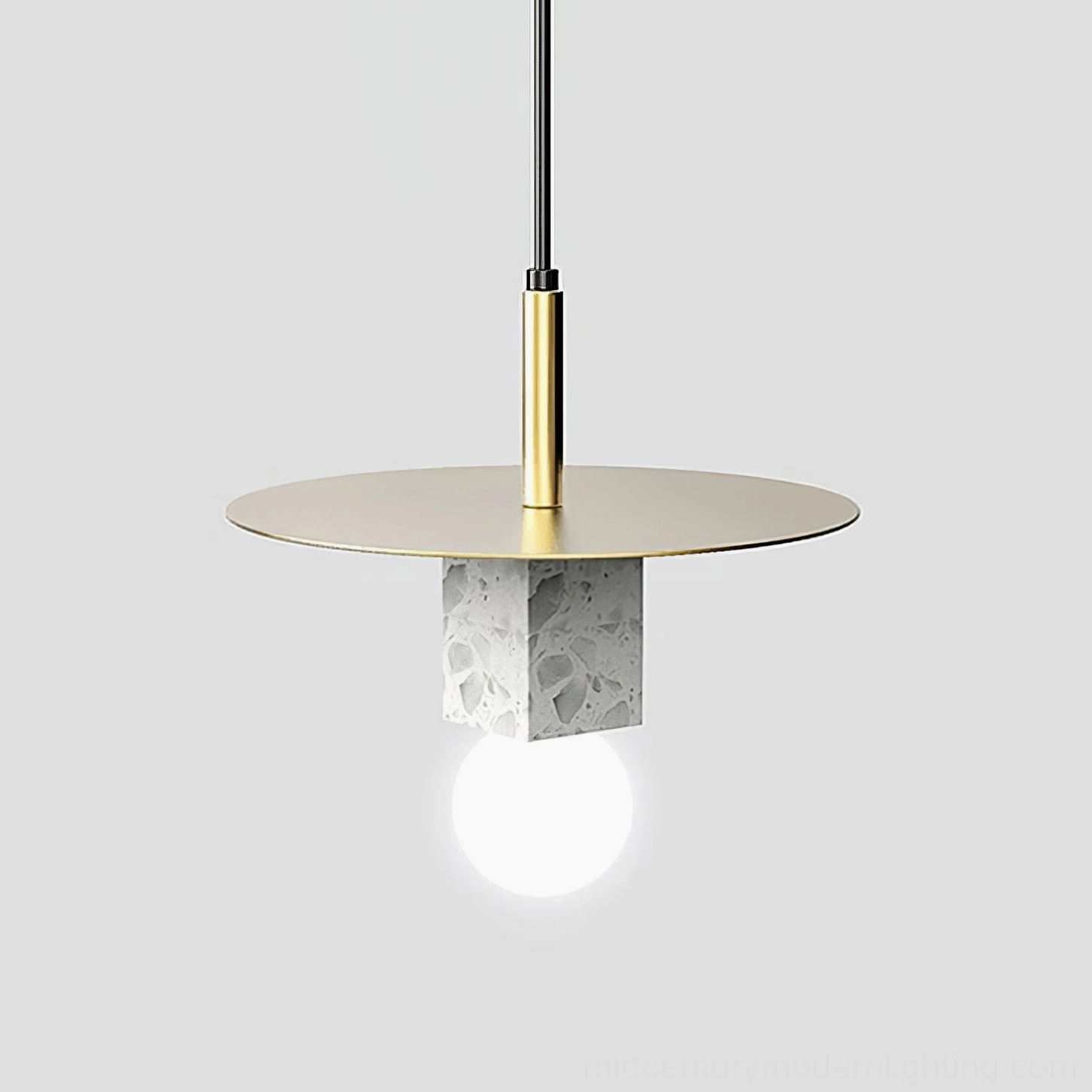 White marble pendant fixture modern lighting design brass accents
