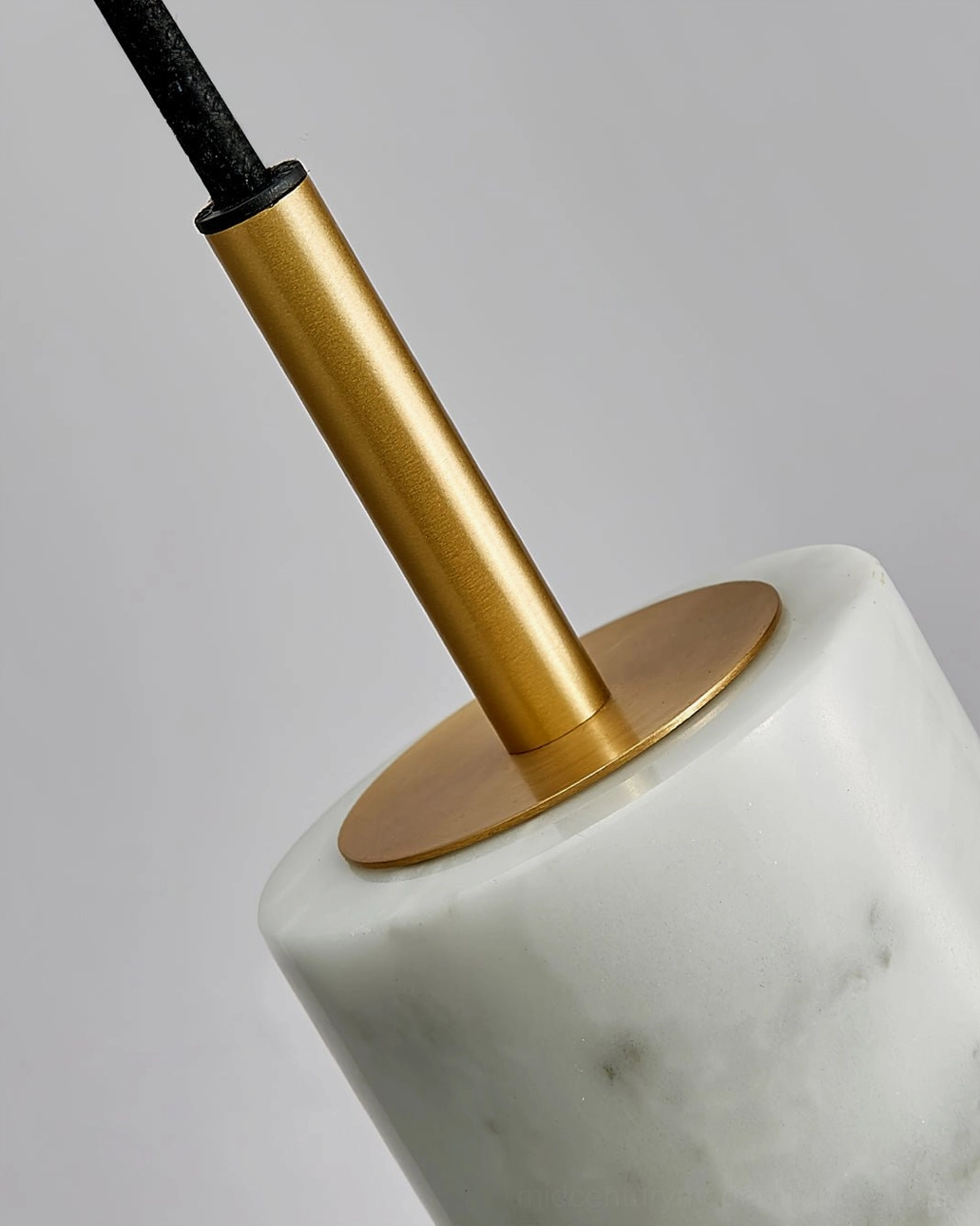 Marble pendant light installation showing cord length and ceiling mounting with standard fixture