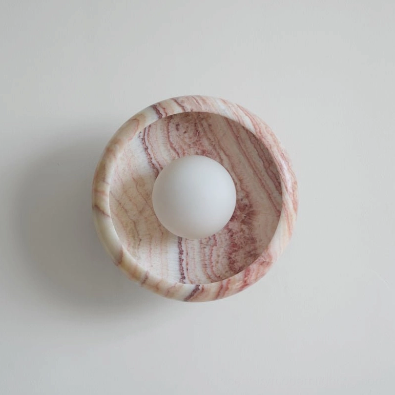 Marble wall lamp contemporary accent lighting natural stone material