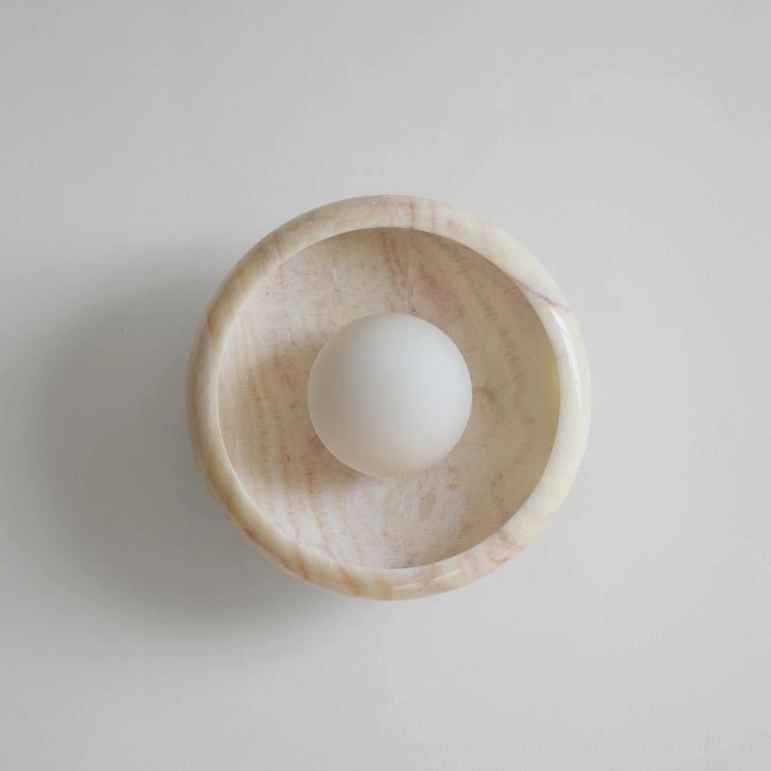 Contemporary marble wall lamp available finishes white black gray ochre