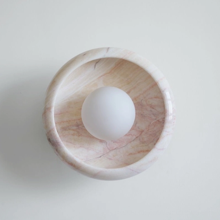 Marble wall lamp color variant available in multiple natural stone finishes