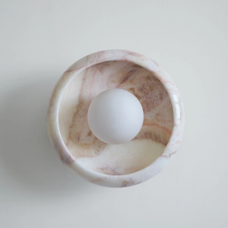Mid-century modern marble wall lamp aesthetic for hallway accent lighting