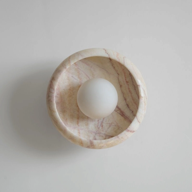 Marble wall lamp mid-century modern lighting sculptural natural material