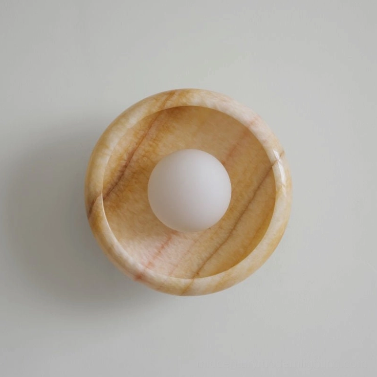 Marble wall lamp mid-century modern design natural stone fixture