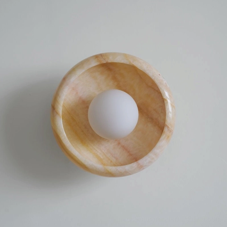 Mid-century modern marble wall lamp sculptural lighting fixture