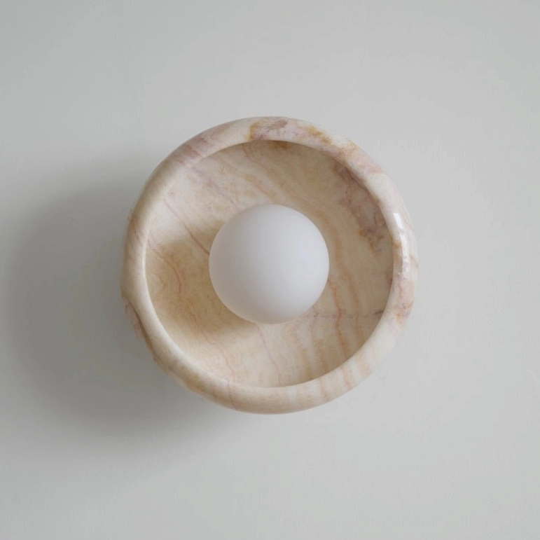 Mid-century modern marble wall lamp natural material artistic lighting