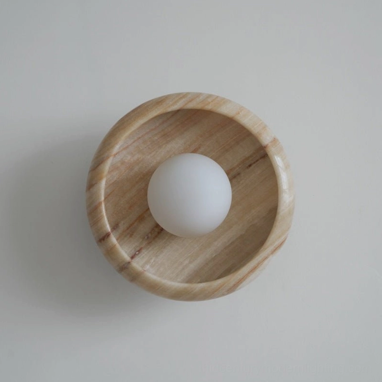 Marble wall lamp sculptural natural material accent design