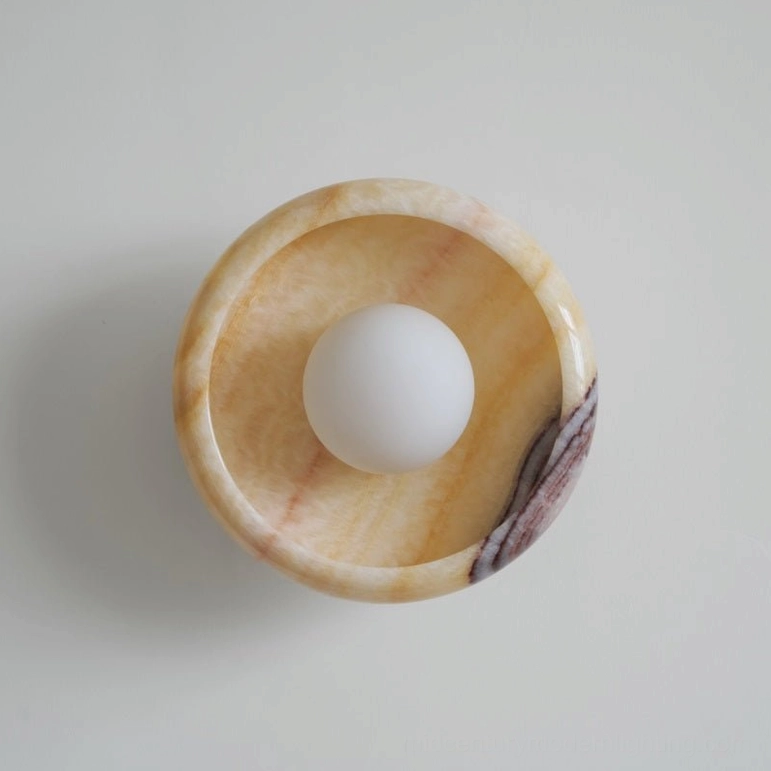 Contemporary marble wall lamp sculptural natural stone design