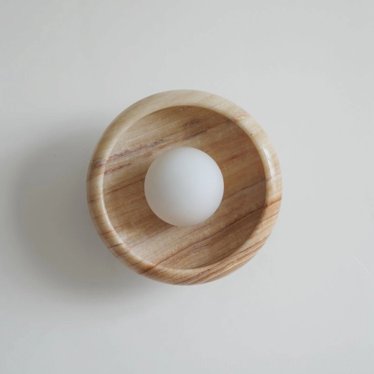 Mid-century modern marble wall lamp unique natural stone pattern
