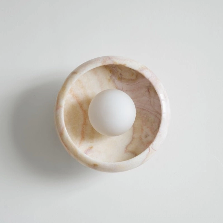 Marble wall lamp natural stone base warm glow ambient lighting design