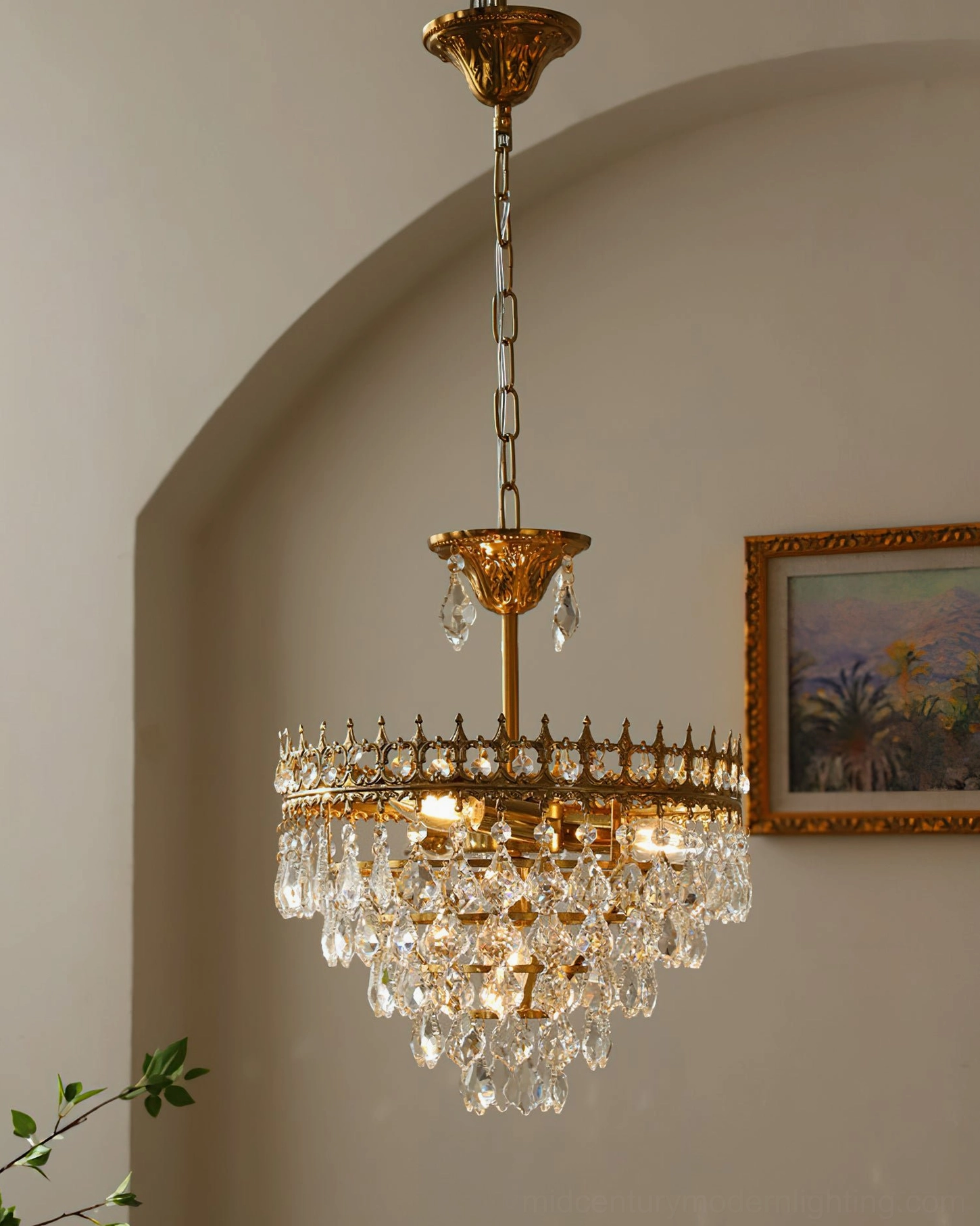 Marilyn Crystal Chandelier multi-size configuration comparison, four scale options displayed for bedroom dining foyer versatility