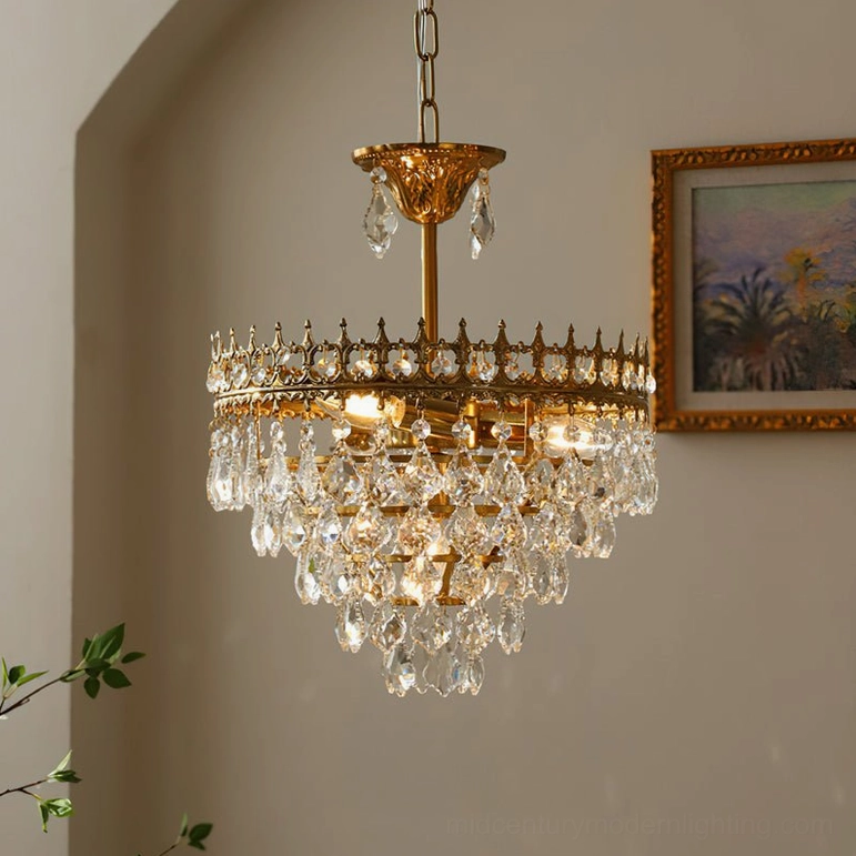Marilyn Crystal Chandelier medium 13.8 inch diameter size, four-socket fixture ideal for dining table living room foyer centerpiece