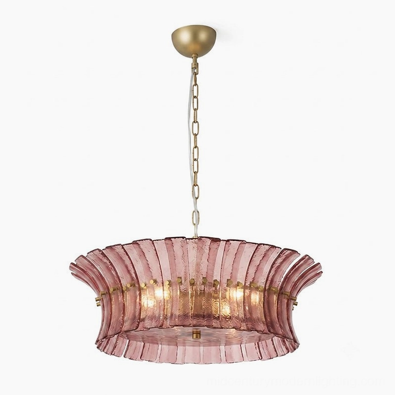Marin Blush Pink Glass Chandelier - elegant mid-century modern pendant light fixture