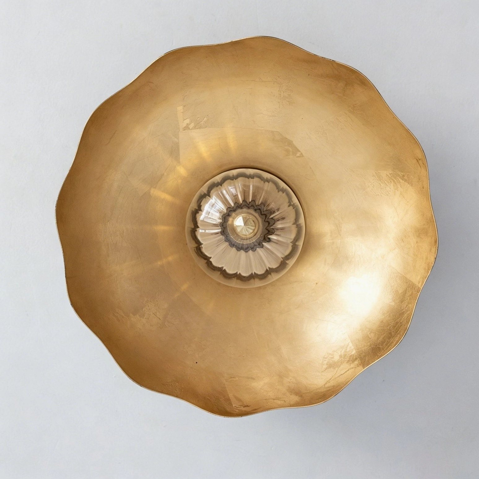 Marlowe scalloped flush mount light - final installed view in designer interior showing aesthetic impact