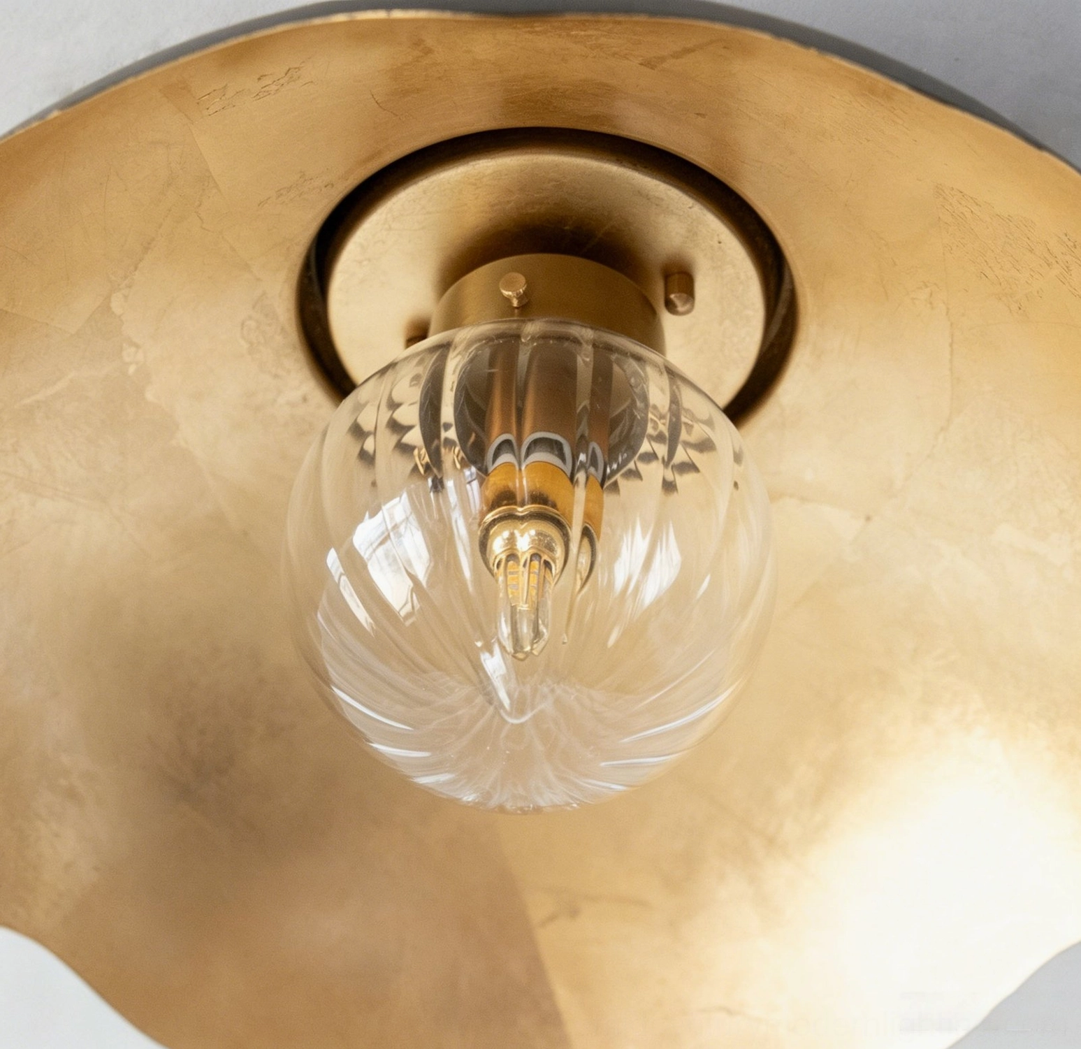 Marlowe scalloped dome ceiling light - ambient view showing light diffusion and warm glow effect