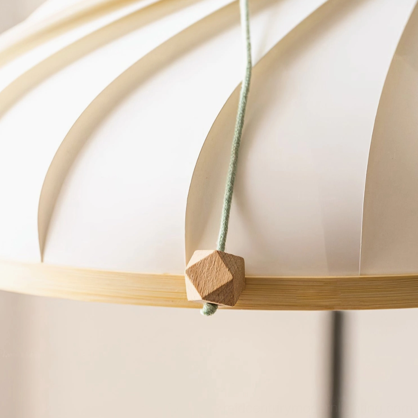 Meblo pendant lamp wooden pull switch assembly with fabric cord and polygonal wood tab