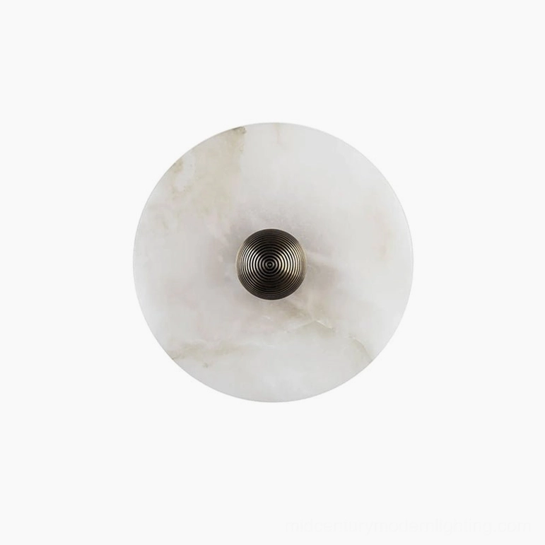 Compact (7.9 inch) alabaster wall light, bronze and white variant, small space lighting solution