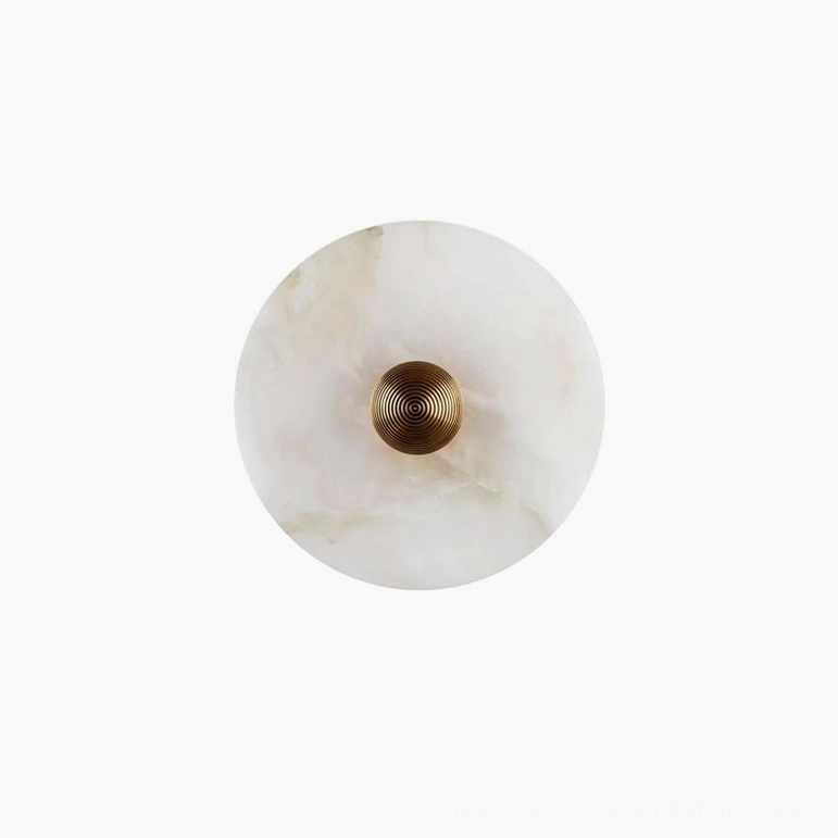 Compact (7.9 inch) alabaster wall light, gold and white finish, small accent lighting option