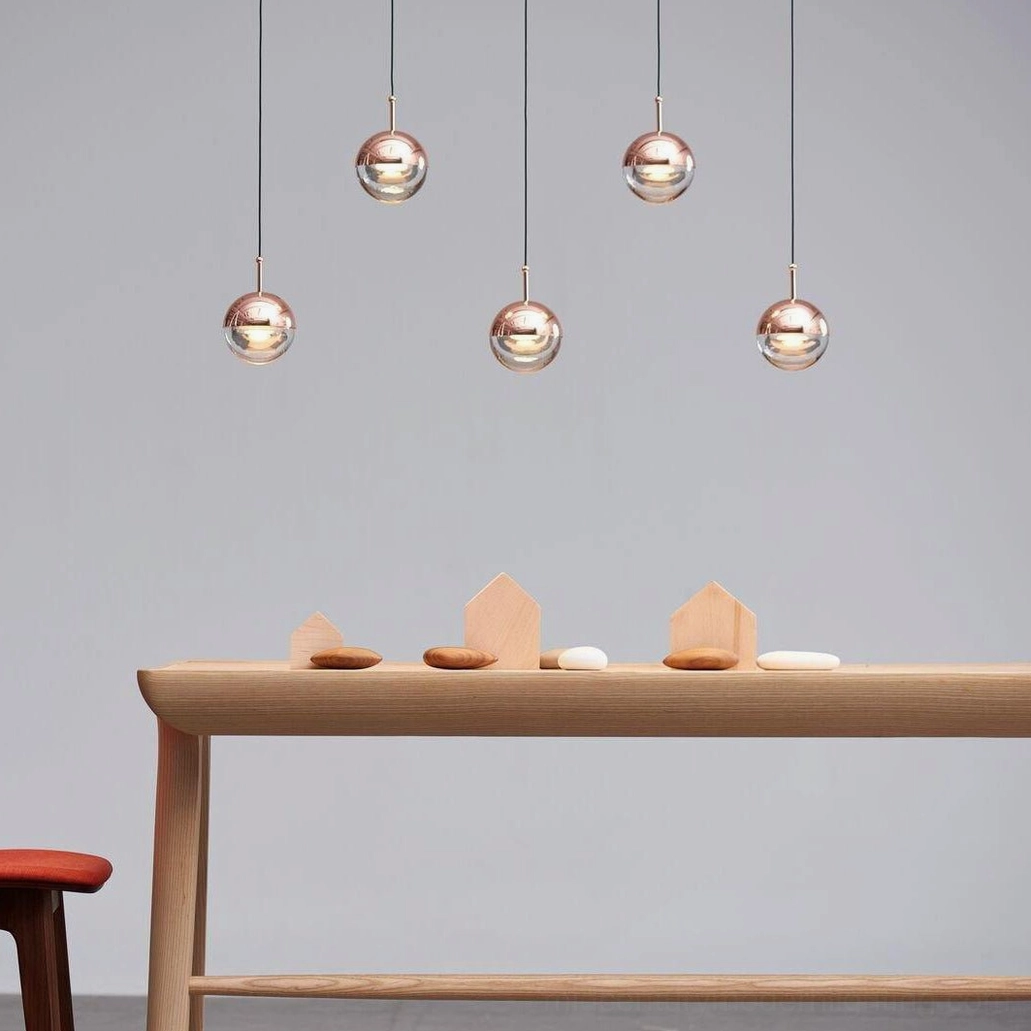 Metallic spherical pendant lights modern minimalist home decor hanging fixture setup