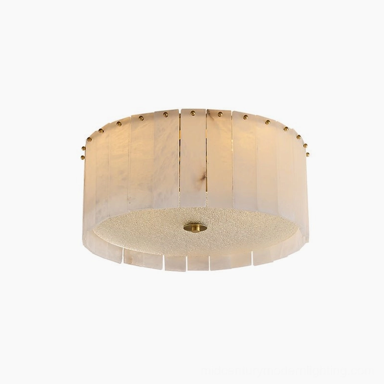 Mid-century modern alabaster ceiling lamp small variant, 45cm diameter flush mount fixture