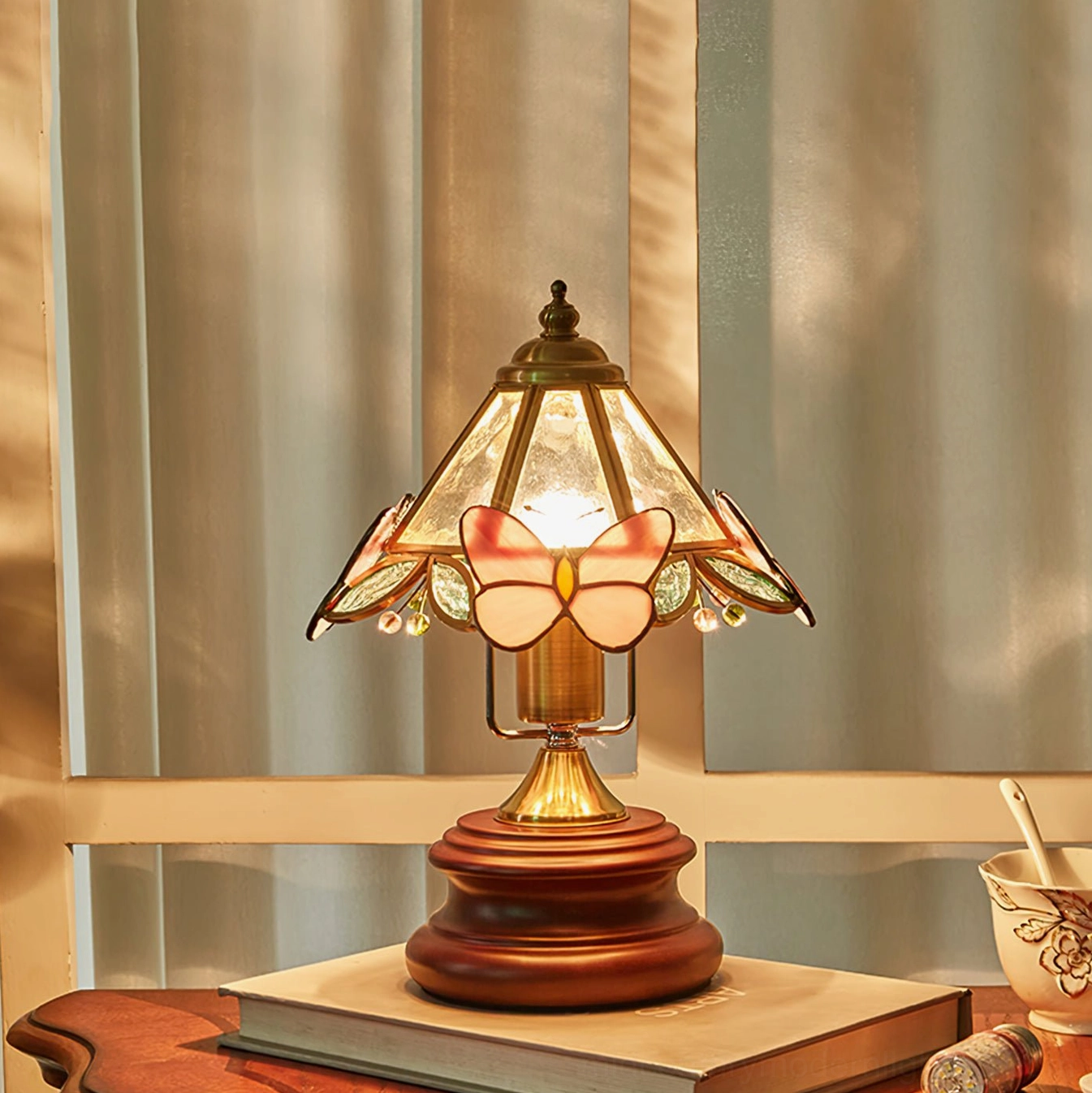 Mid-century modern butterfly table lamp artistic composition showing design details and home decor application