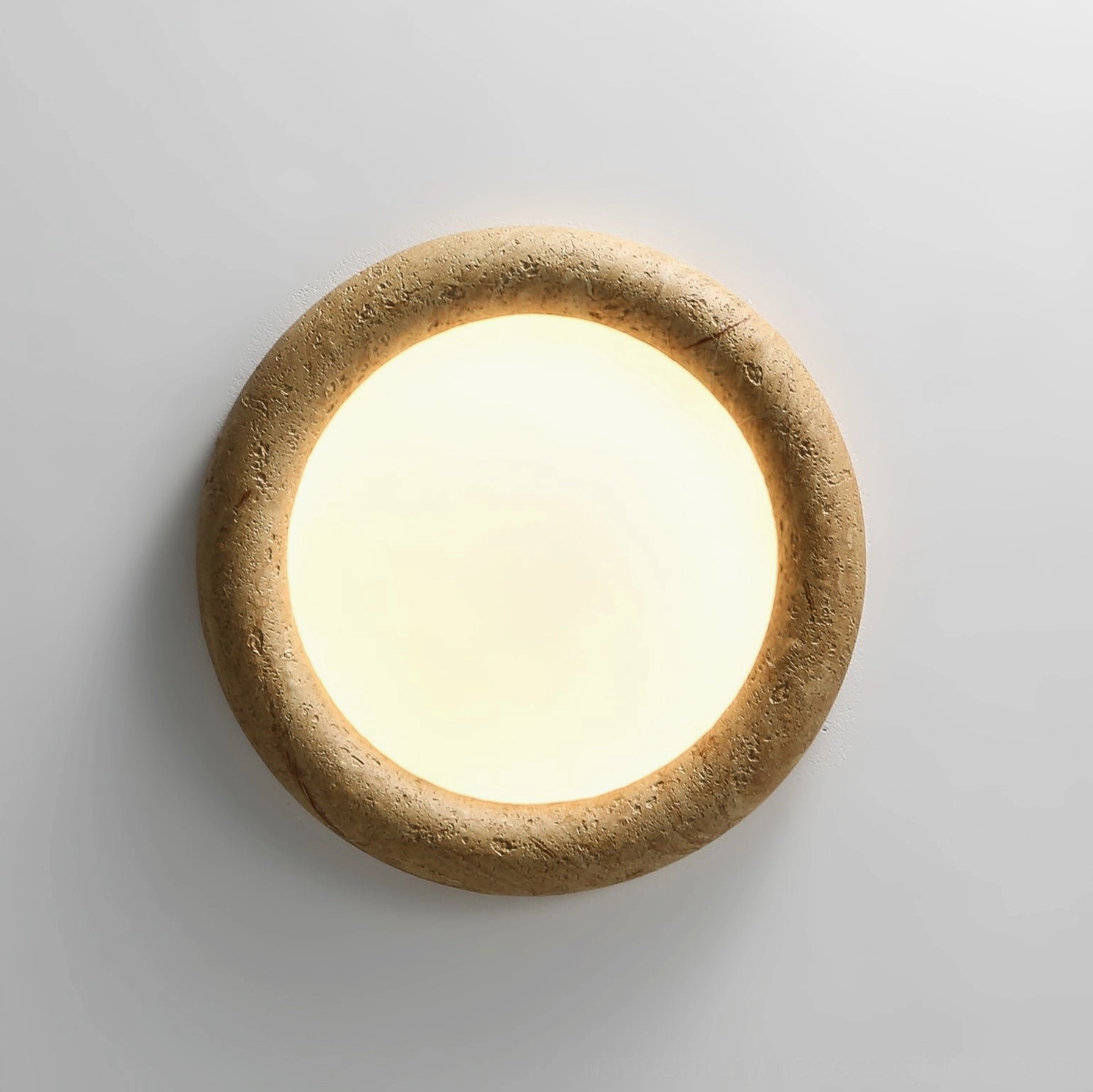 Mid-century modern style ceiling light fixture with natural stone texture finish