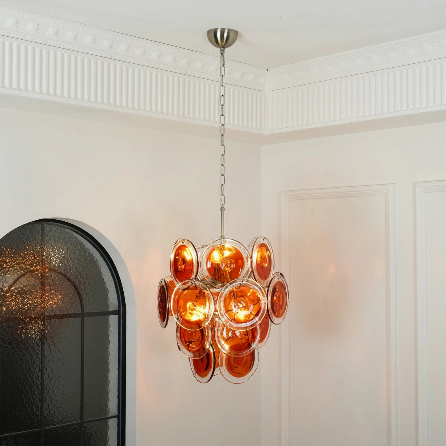 Mid-century modern orange Murano chandelier design classic vintage style