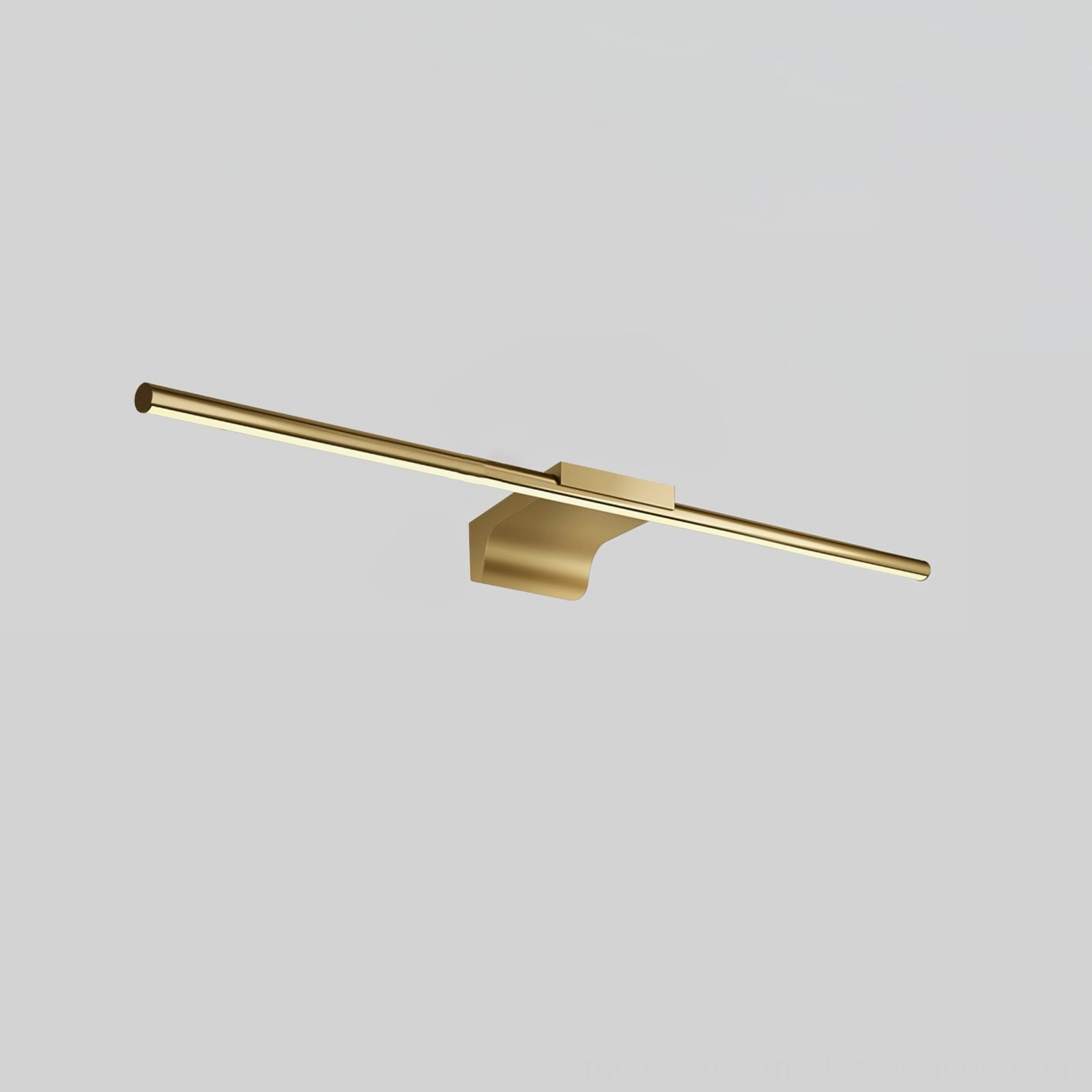 Mid-century modern wall lamp with horizontal brass finish and sleek profile