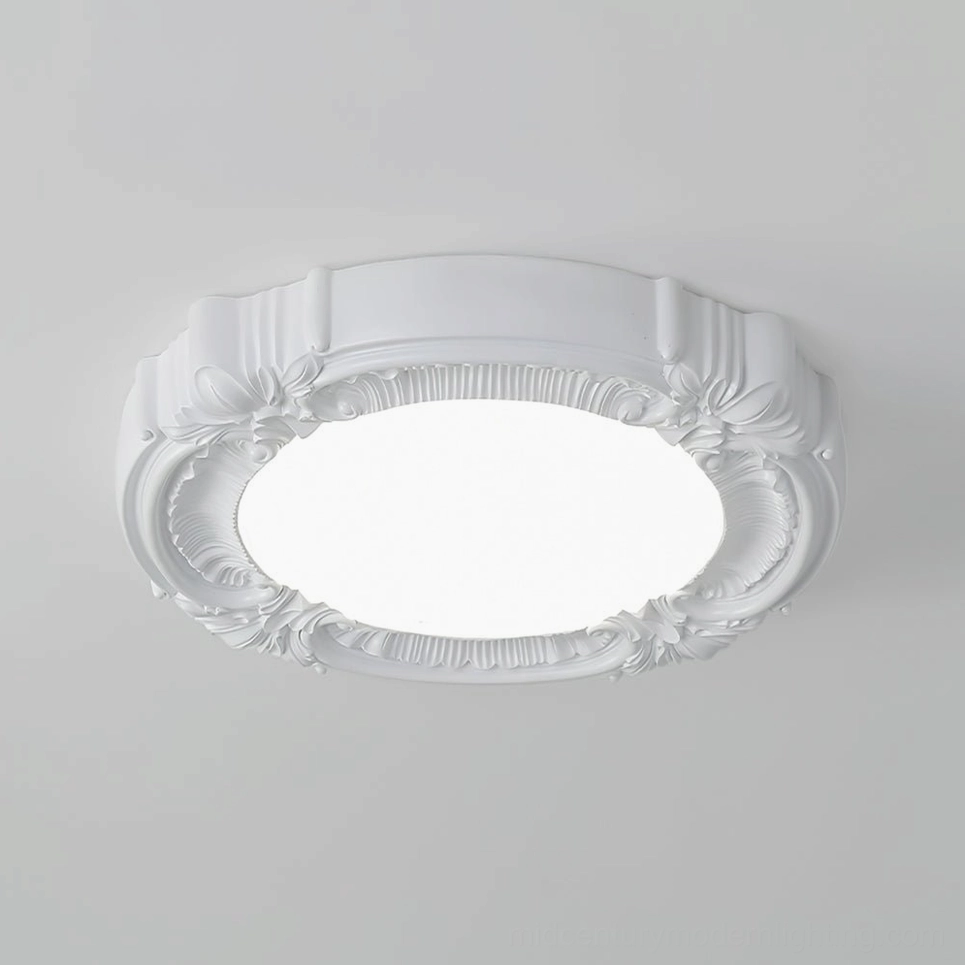 Mid-century modern retro carved ceiling lamp fixture architectural detail and installation