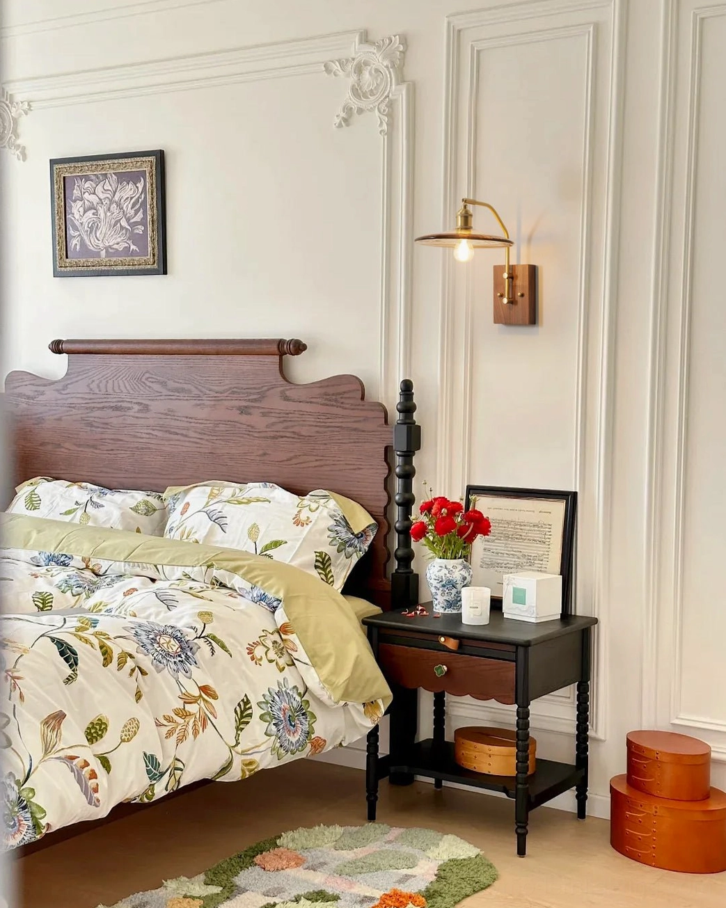 Runia mid-century modern wall sconce full product beauty shot showcasing walnut wood and brass craftsmanship