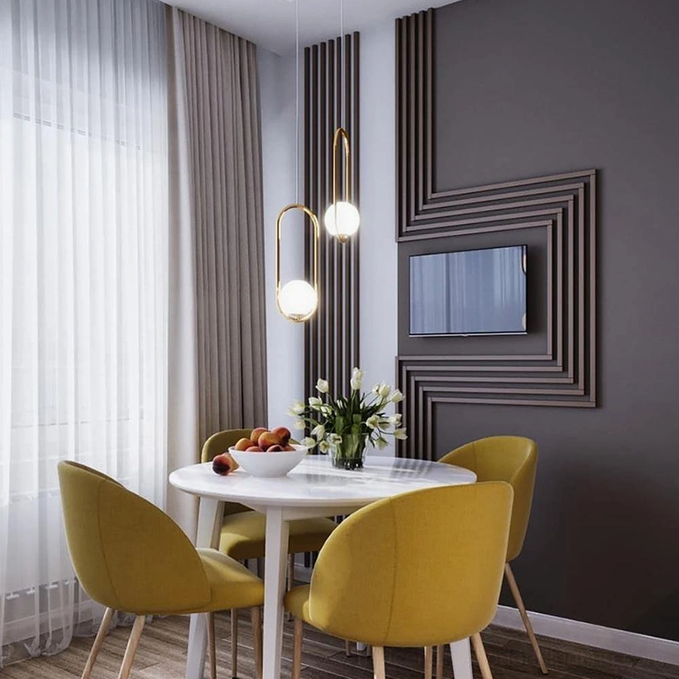 Mila pendant light brass finish circular frame with warm glass diffuser - vintage modern geometric lighting fixture