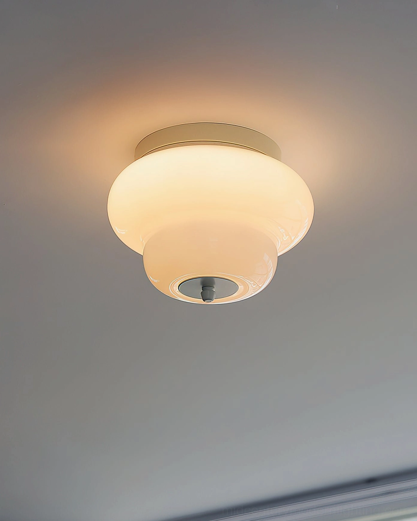 Milo ceiling fixture demonstrating low-profile 8.3 inch depth in residential kitchen interior with island pendant lighting