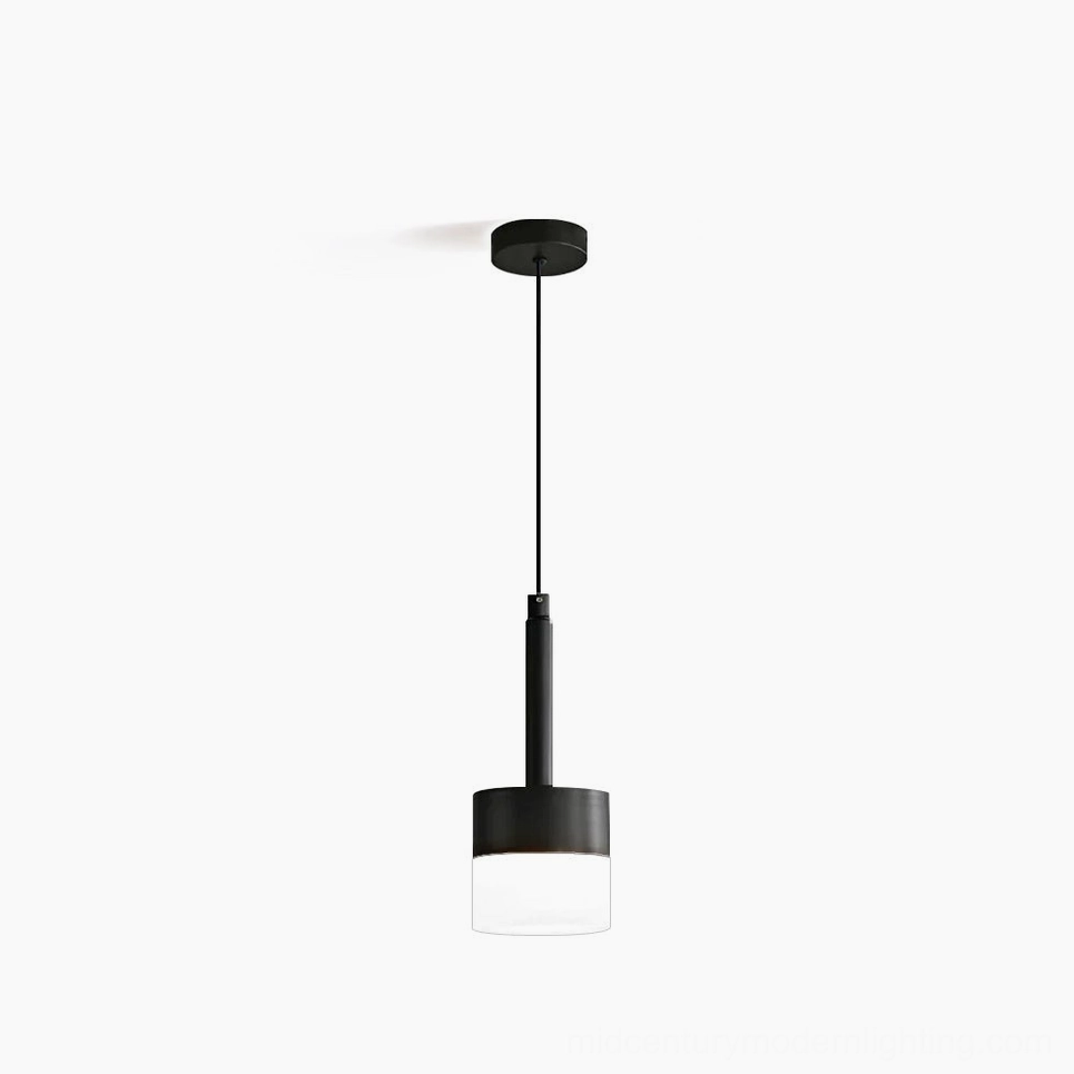 Mira minimalist black pendant lamp with frosted acrylic diffuser - modern geometric design studio shot