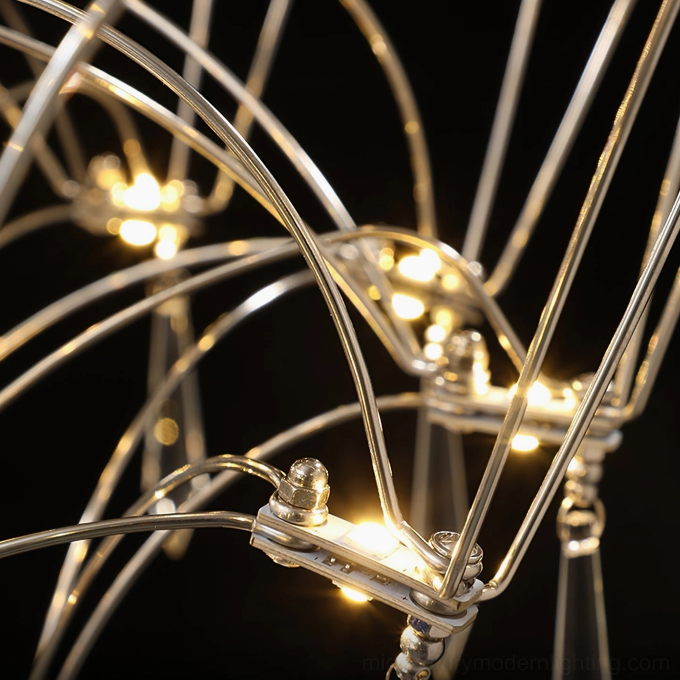 Mira luxury modern crystal chandelier architectural lighting sculpture with mid-century modern design aesthetic