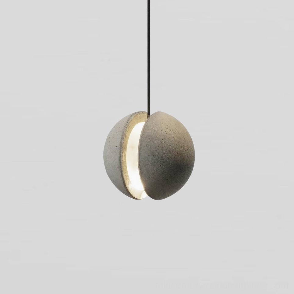 Model A concrete pendant lamp showcasing larger size option and design details, associated with variant