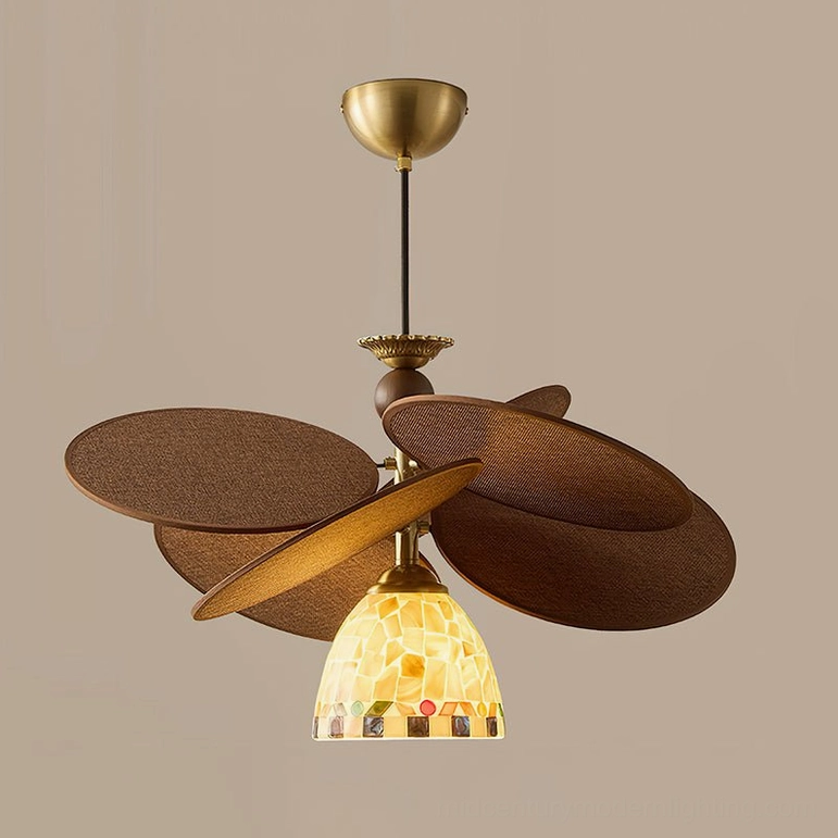 Model B single-light Zinnia Flora fixture with tiled shell mosaic and natural petal design