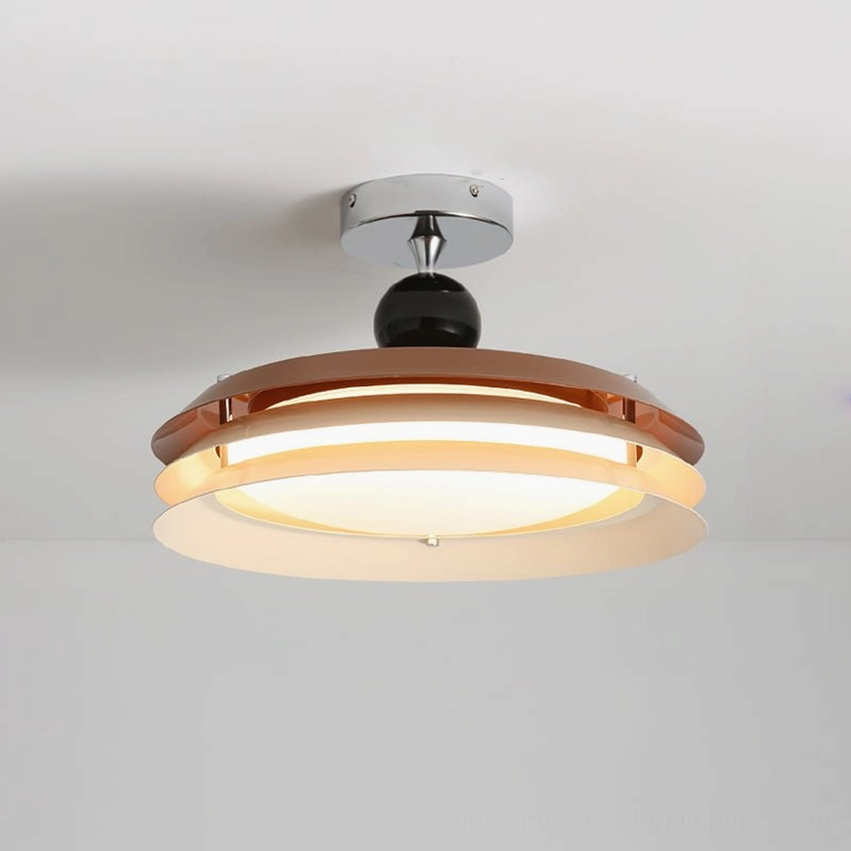 Moers compact geometric ceiling lamp warm dimming version in white and brown tone creating soft diffused overhead lighting