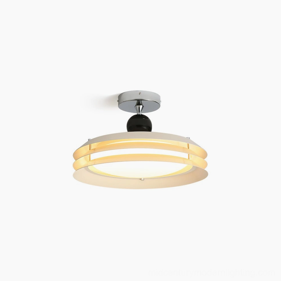 Moers geometric semi-flush ceiling lamp top-down view showing dual-layer circular design with clean minimalist finish