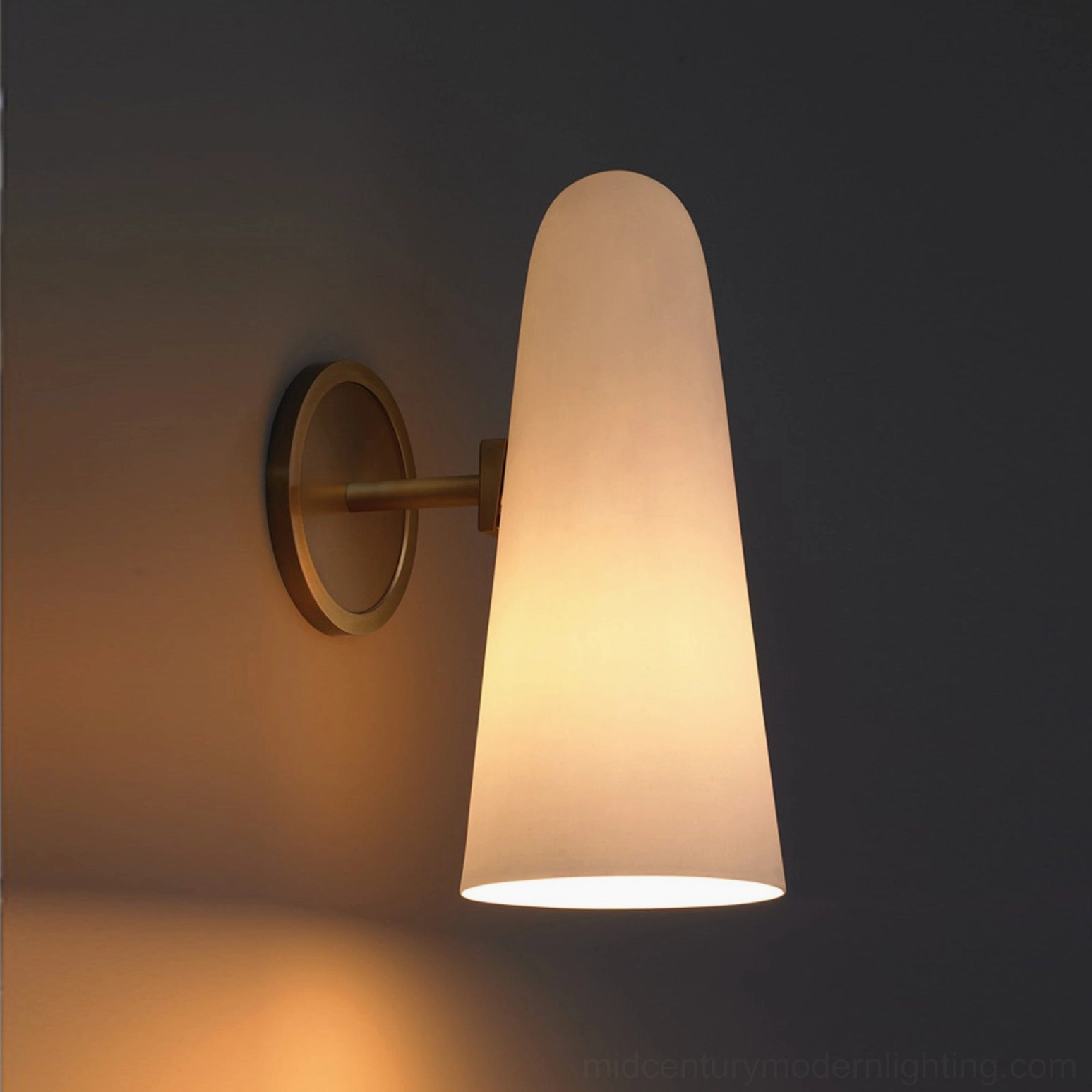 Montfaucon brass cone wall sconce architectural detail and mounting system