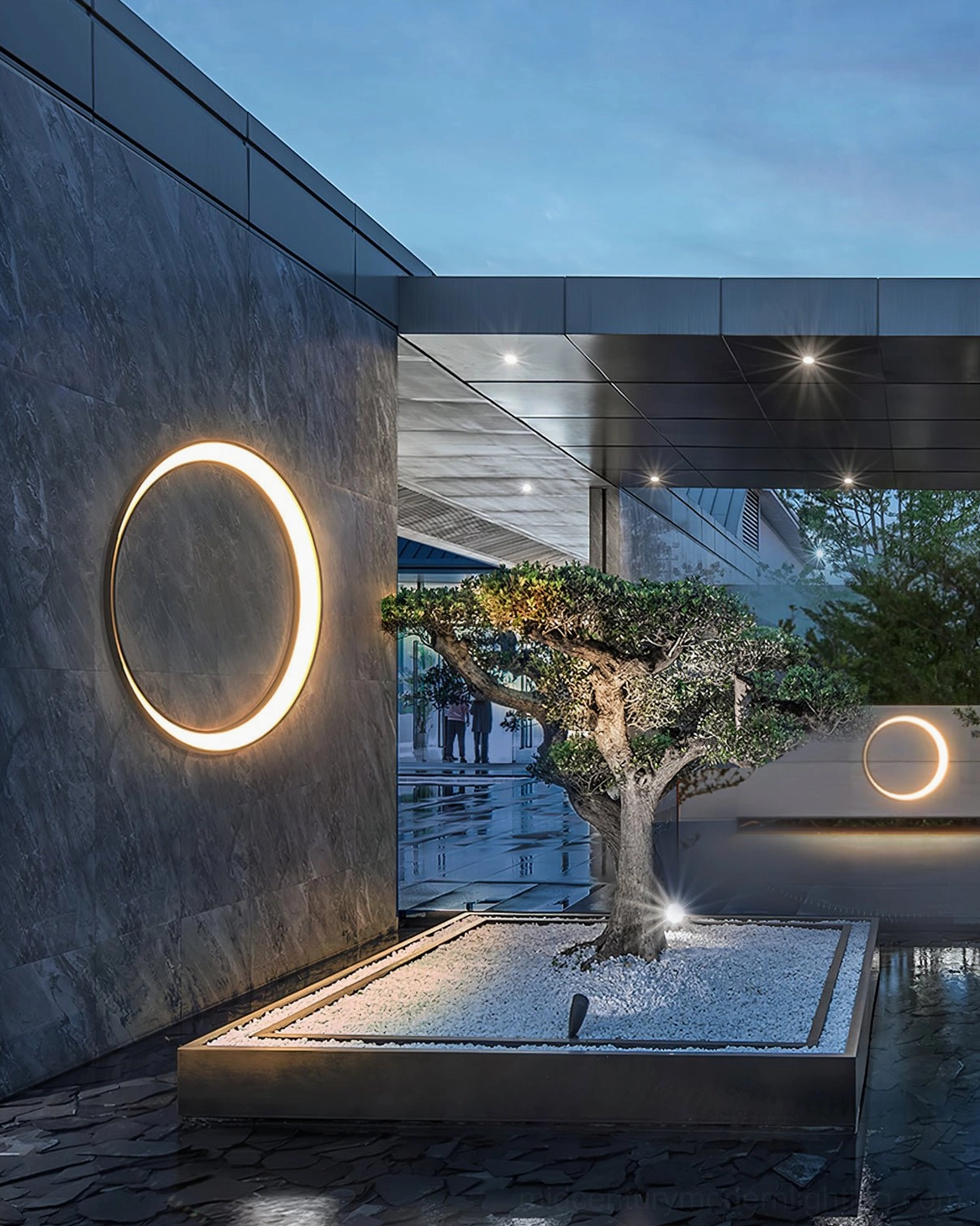 Moon ring outdoor wall lamp installation detail mounting hardware