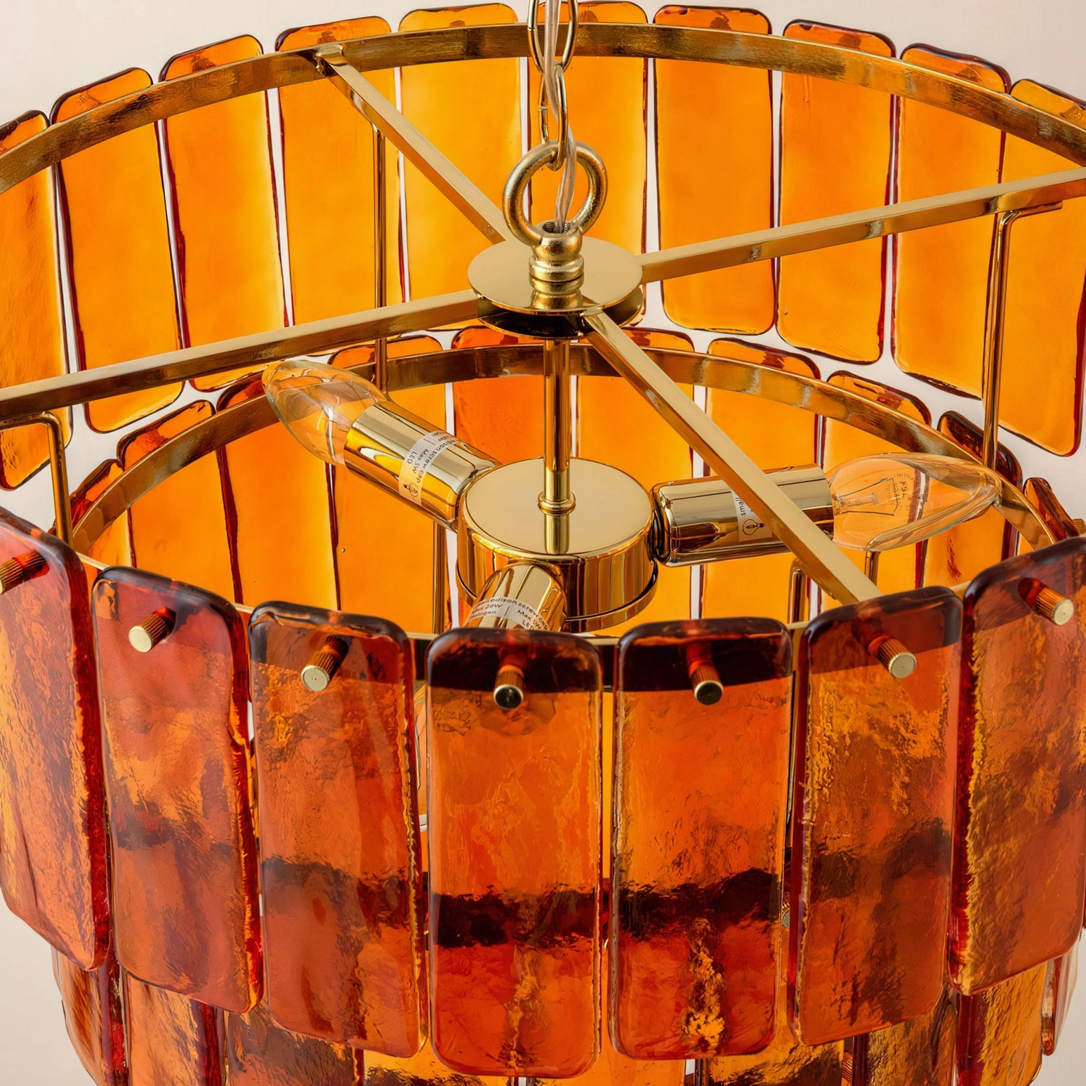 Moreland hand-cast glass chandelier architectural tiered structure mid-century modern