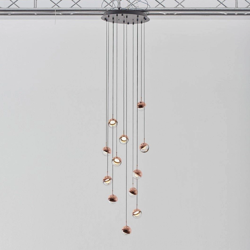 Multi-head spherical pendant chandelier modern dining space elegant lighting fixture installation