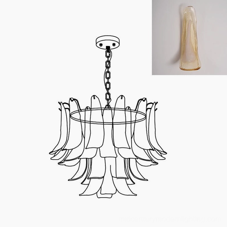 Murano petal chandelier 50cm warm amber light interior ambience