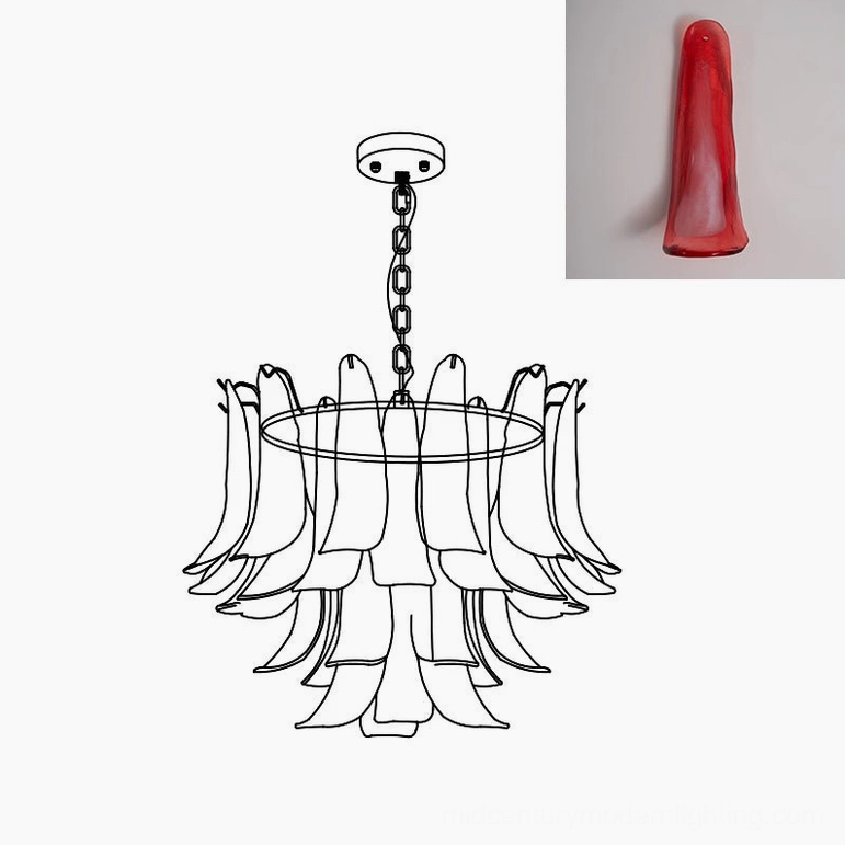 Murano glass chandelier 50cm hanging chain attachment detail view