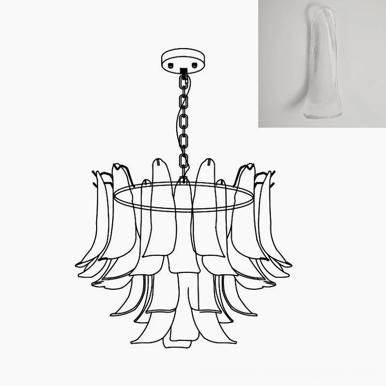 Murano glass chandelier 50cm hand-blown craftsmanship bubble texture