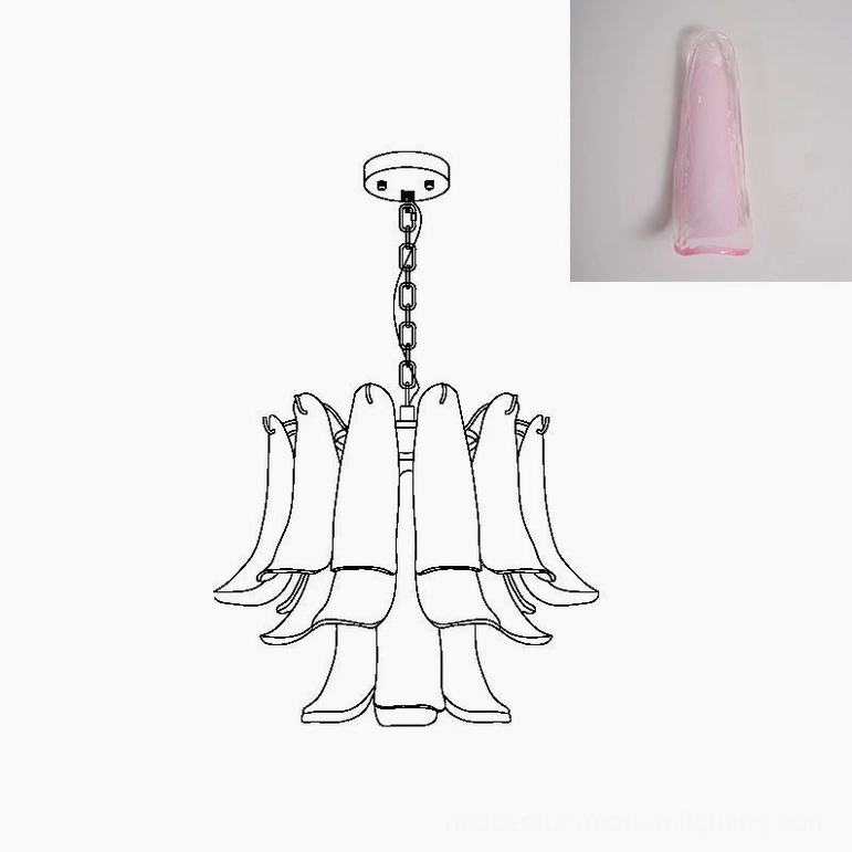 Murano petal chandelier 50cm compact frame structure bottom view