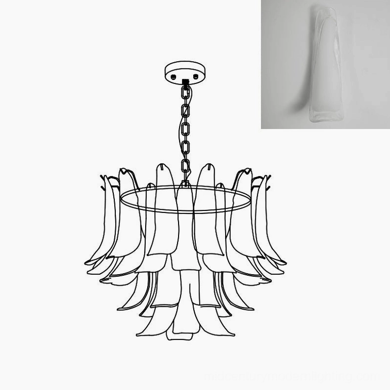 Murano chandelier 50cm individual glass petal formation detail