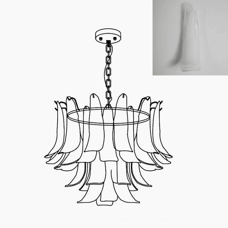 Murano petal chandelier 50cm illuminated petal glow artistic effect