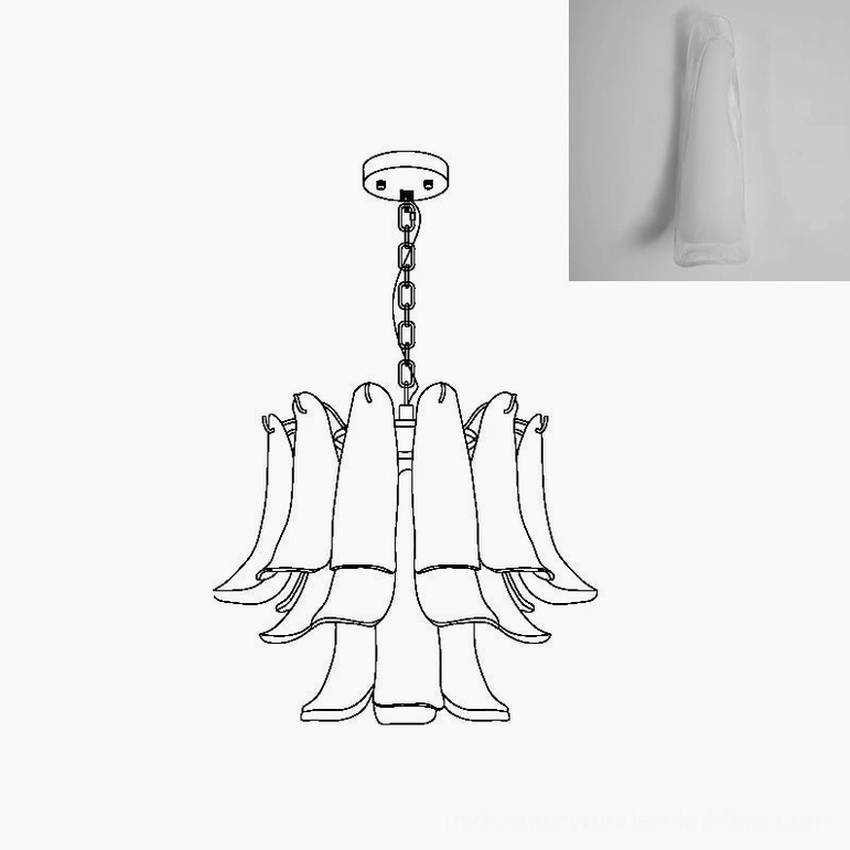 Murano petal chandelier 50cm size detail glass petals arrangement